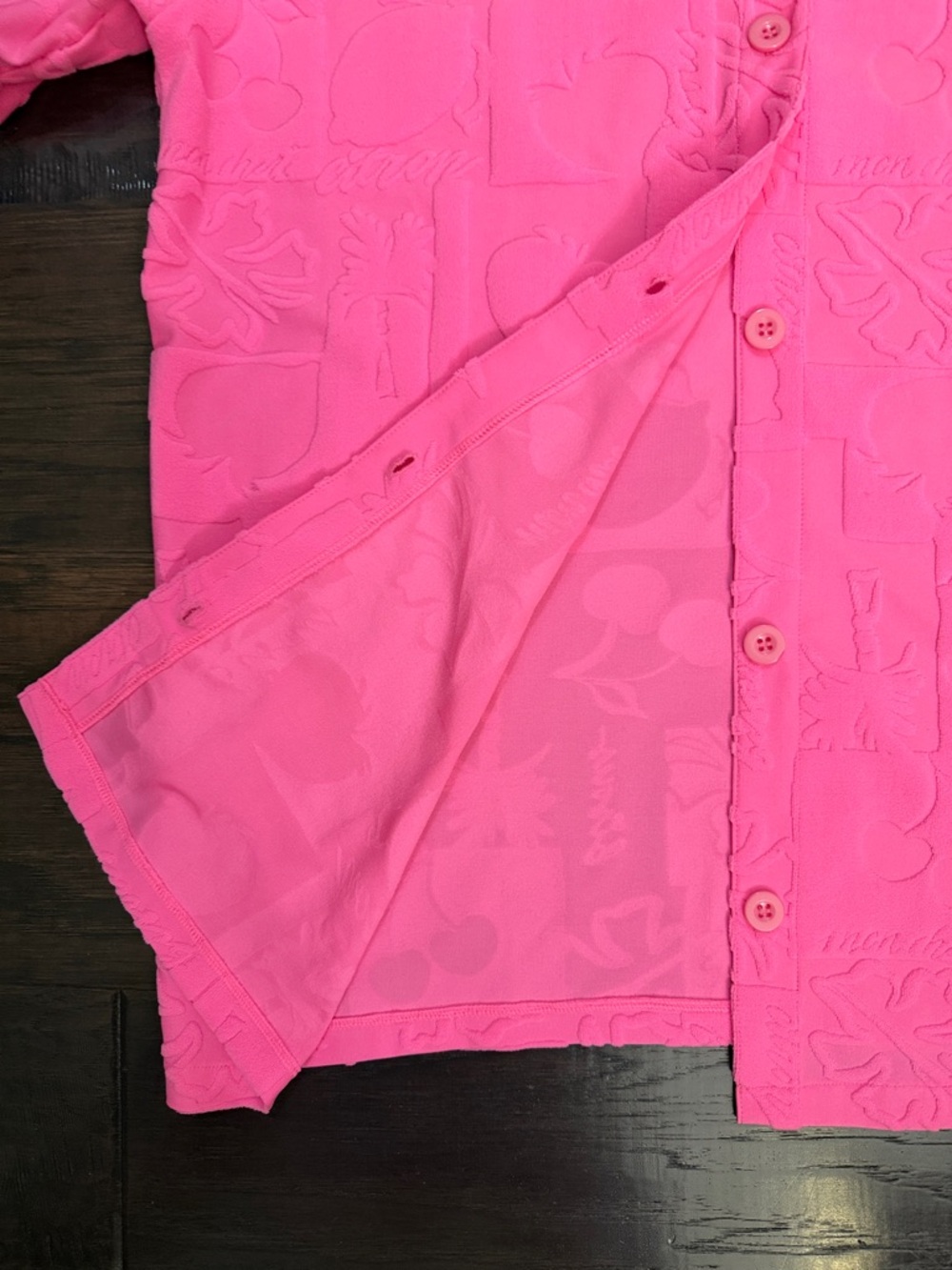 Beach Riot Neon Pink Mabel Embossed Terry Short Sleeve Swim Cover Up Top L - Picture 6 of 12